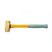Non Sparking Brass Sledge Hammer with Heavy Duty Fibreglass Handle Integrated with Rubber Grip