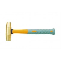 Brass Hammer, Drum Type with Heavy Duty Fibreglass Handle Integrated with Rubber Grip